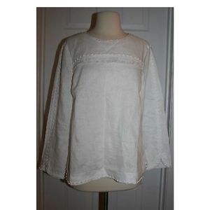 J.CREW TALL EMBROIDERED LINEN TOP. SIZE: T6.